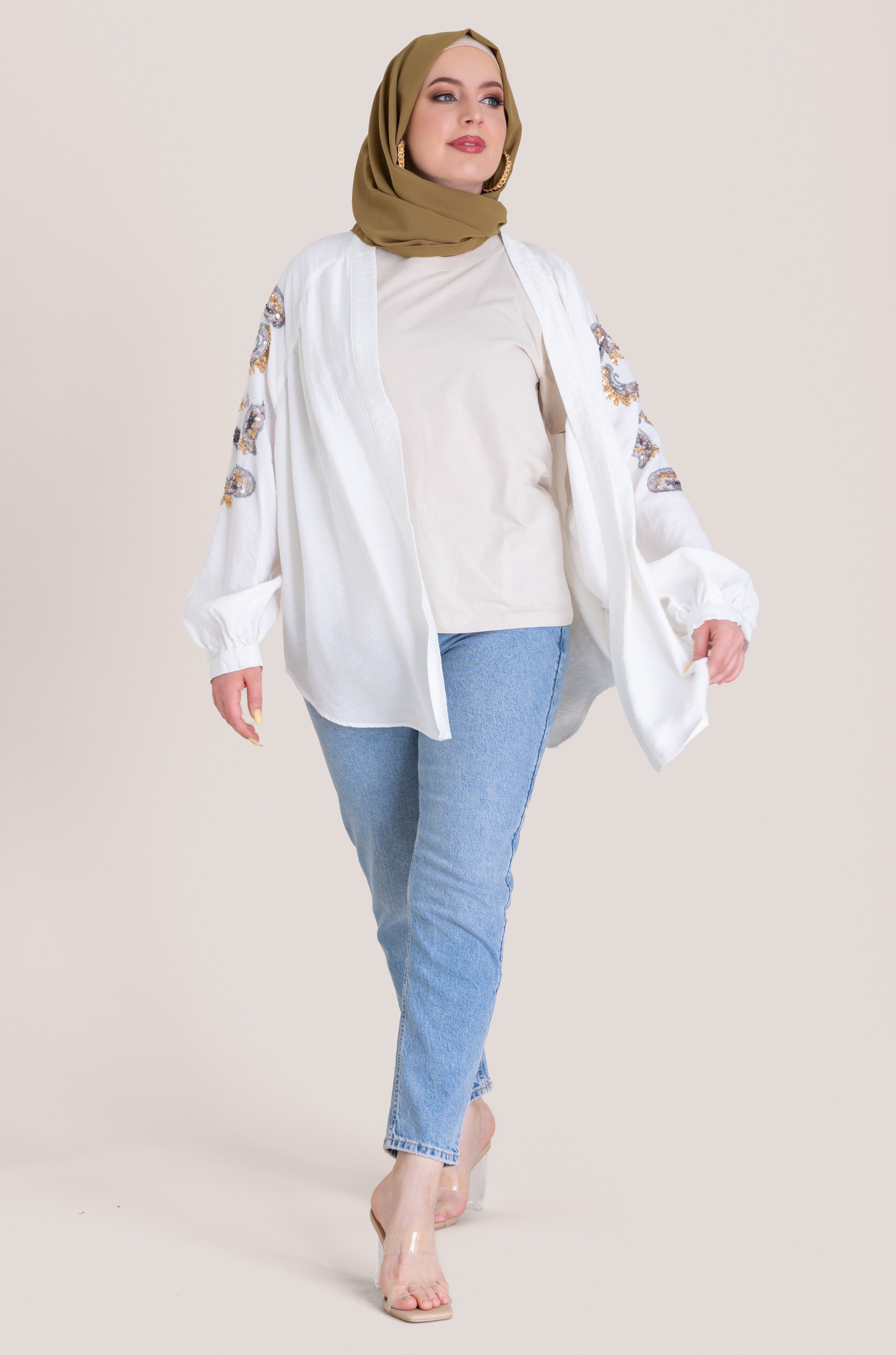 Embroidered Floral Cardigan - White