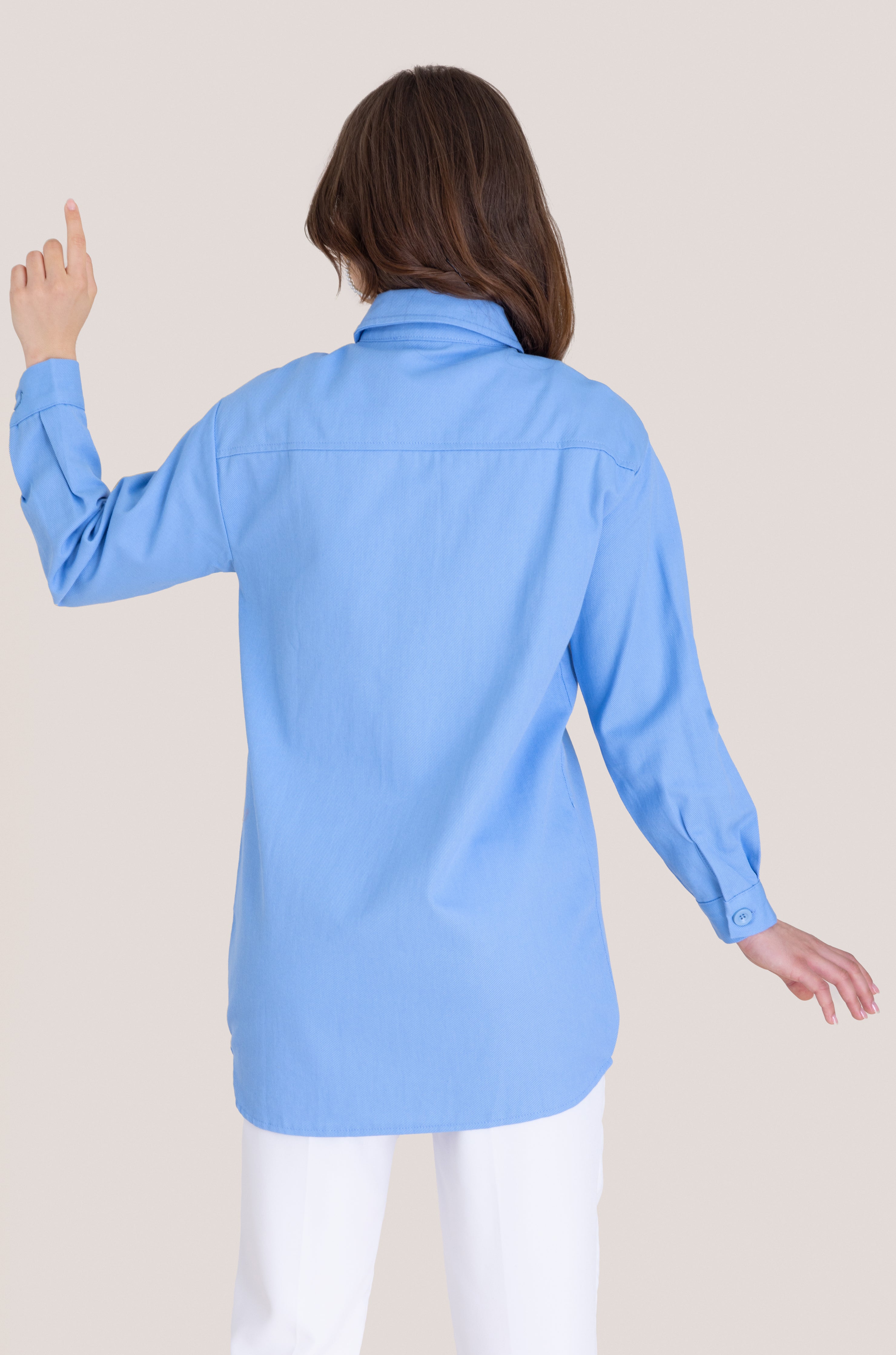 Floral Jewel Patterned Embellished Top - Baby Blue