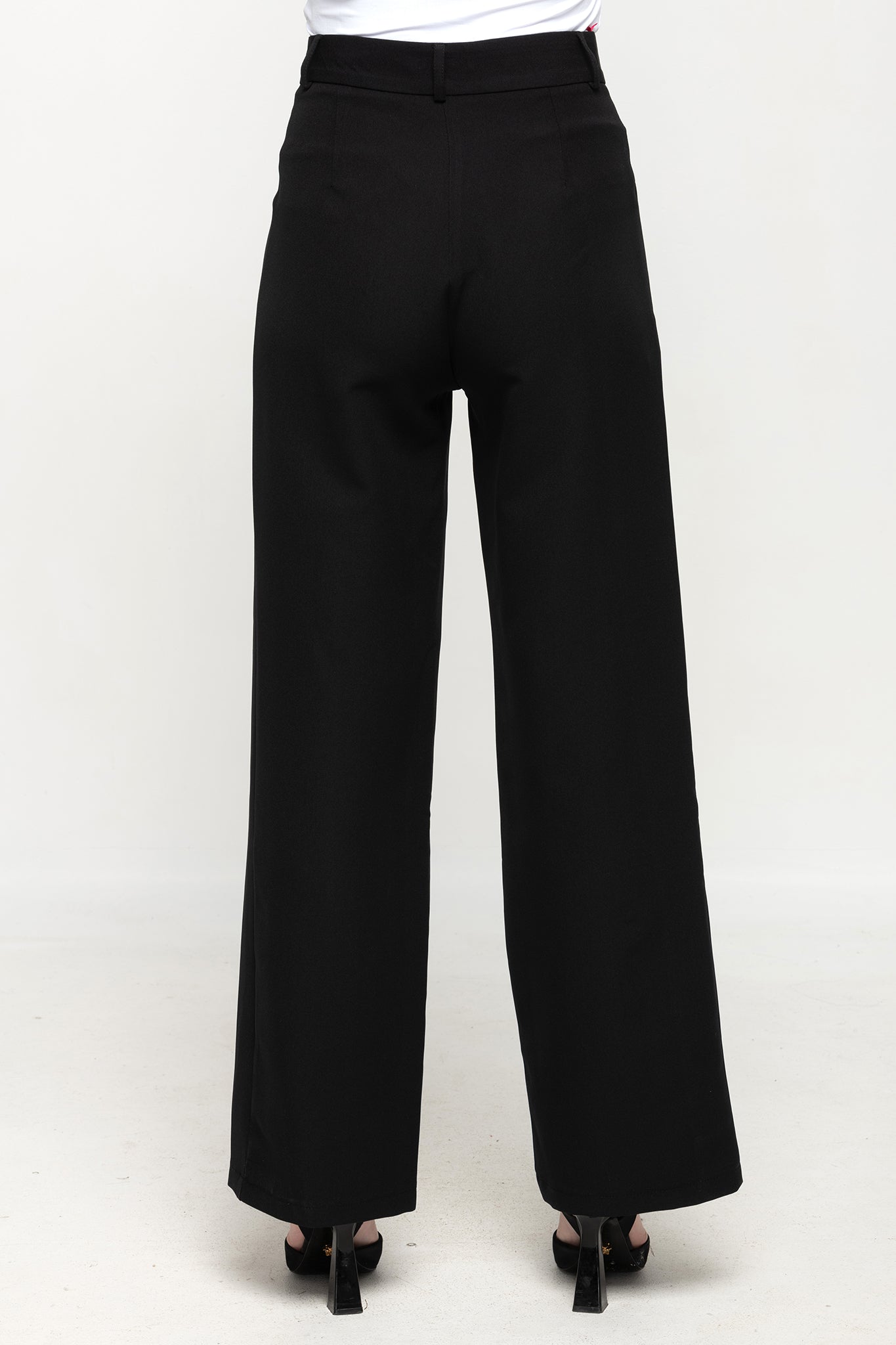 Wide-Cut Dress Pants- Black