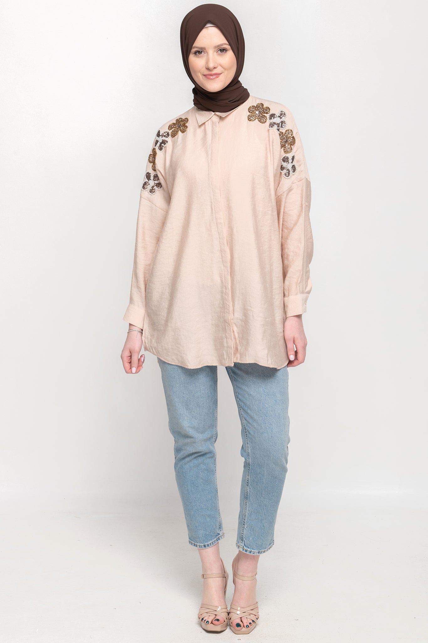 Flora Embroidered shirt- Beige