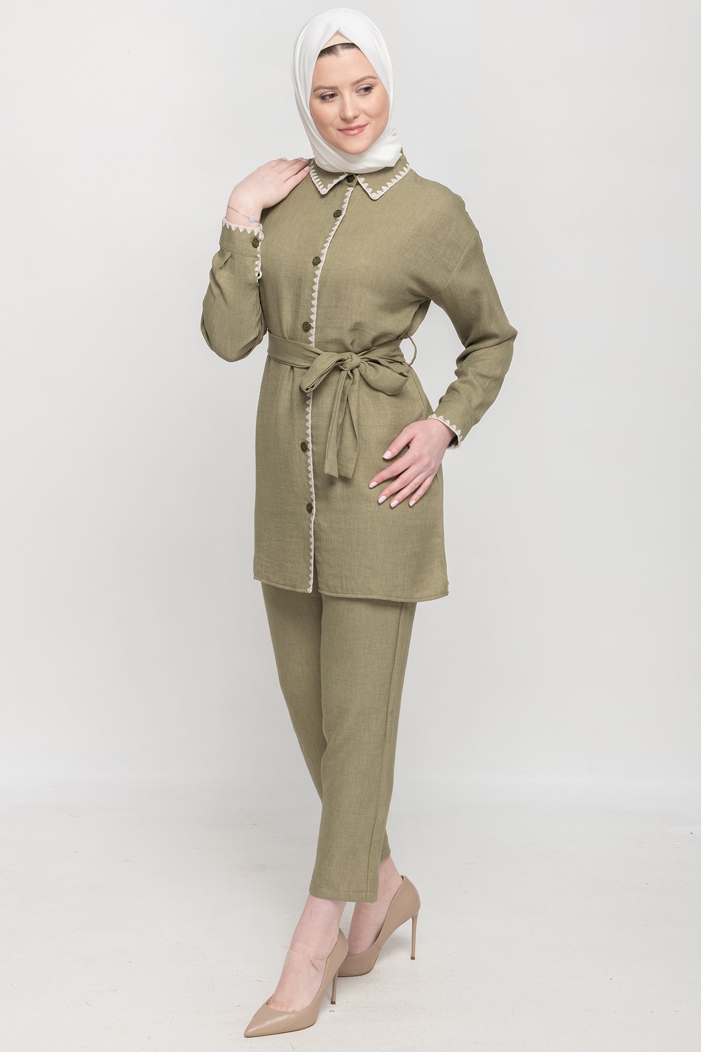 Linen Breeze Set-Olive Green