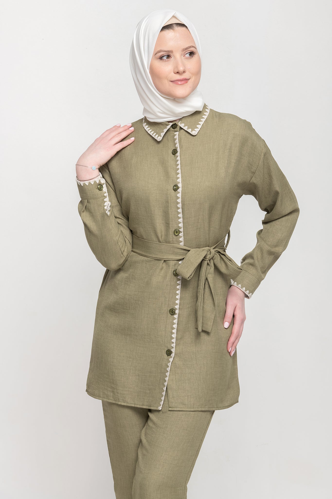 Linen Breeze Set-Olive Green