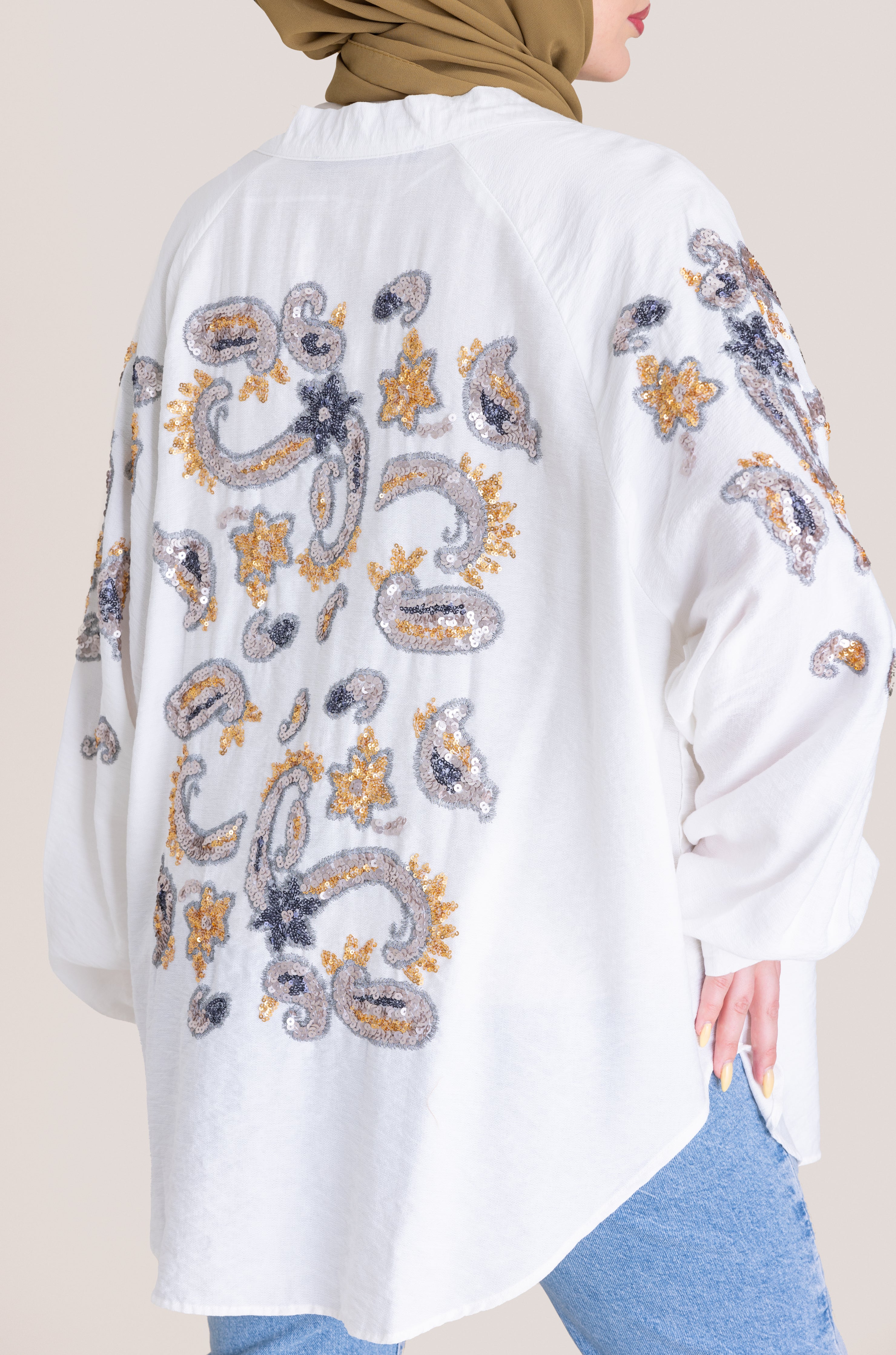 Embroidered Floral Cardigan - White