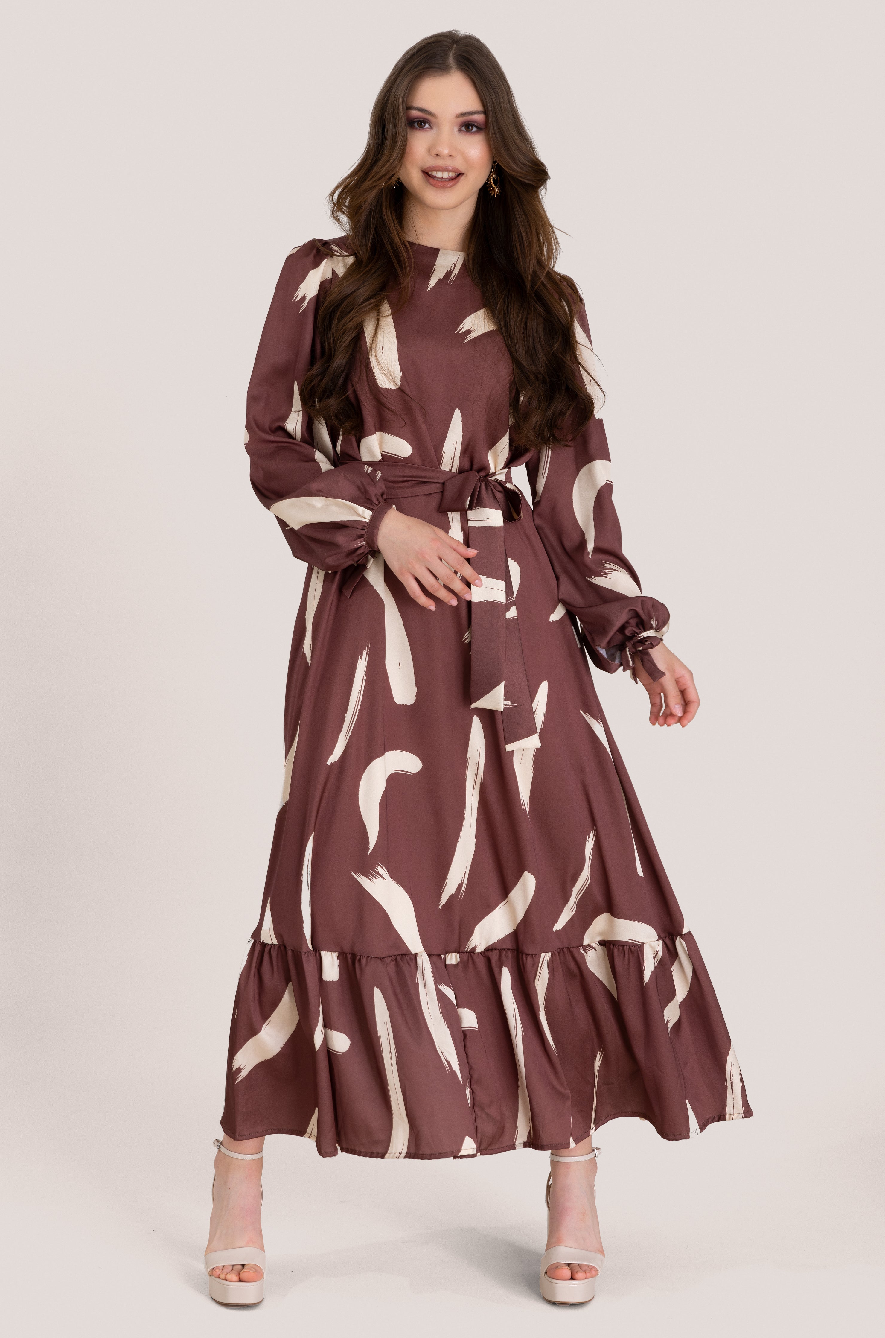 Brushed Dream Satin Maxi Dress - Coco Brown