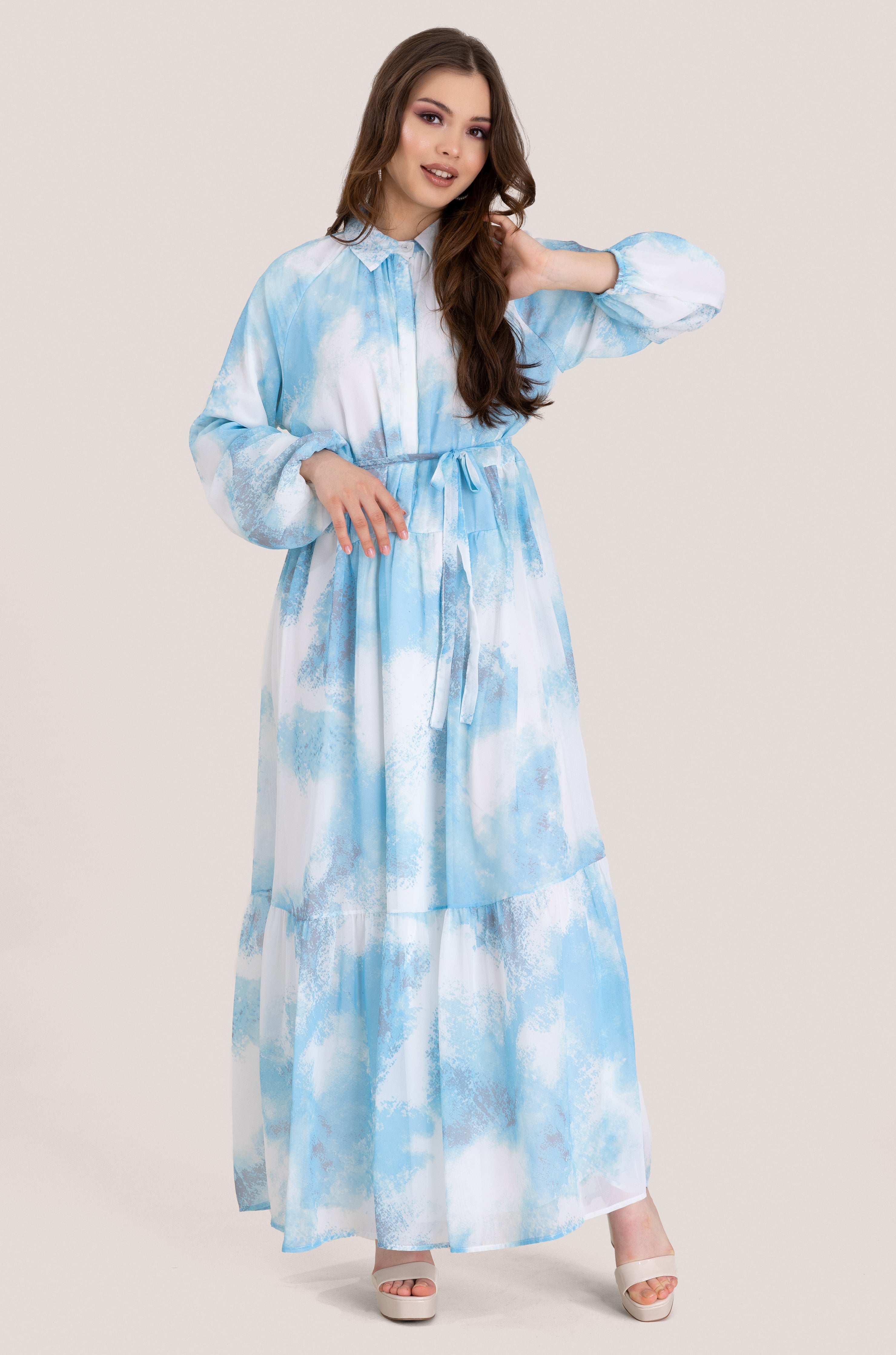 Heavenly Chiffon Maxi Dress - Sky Blue