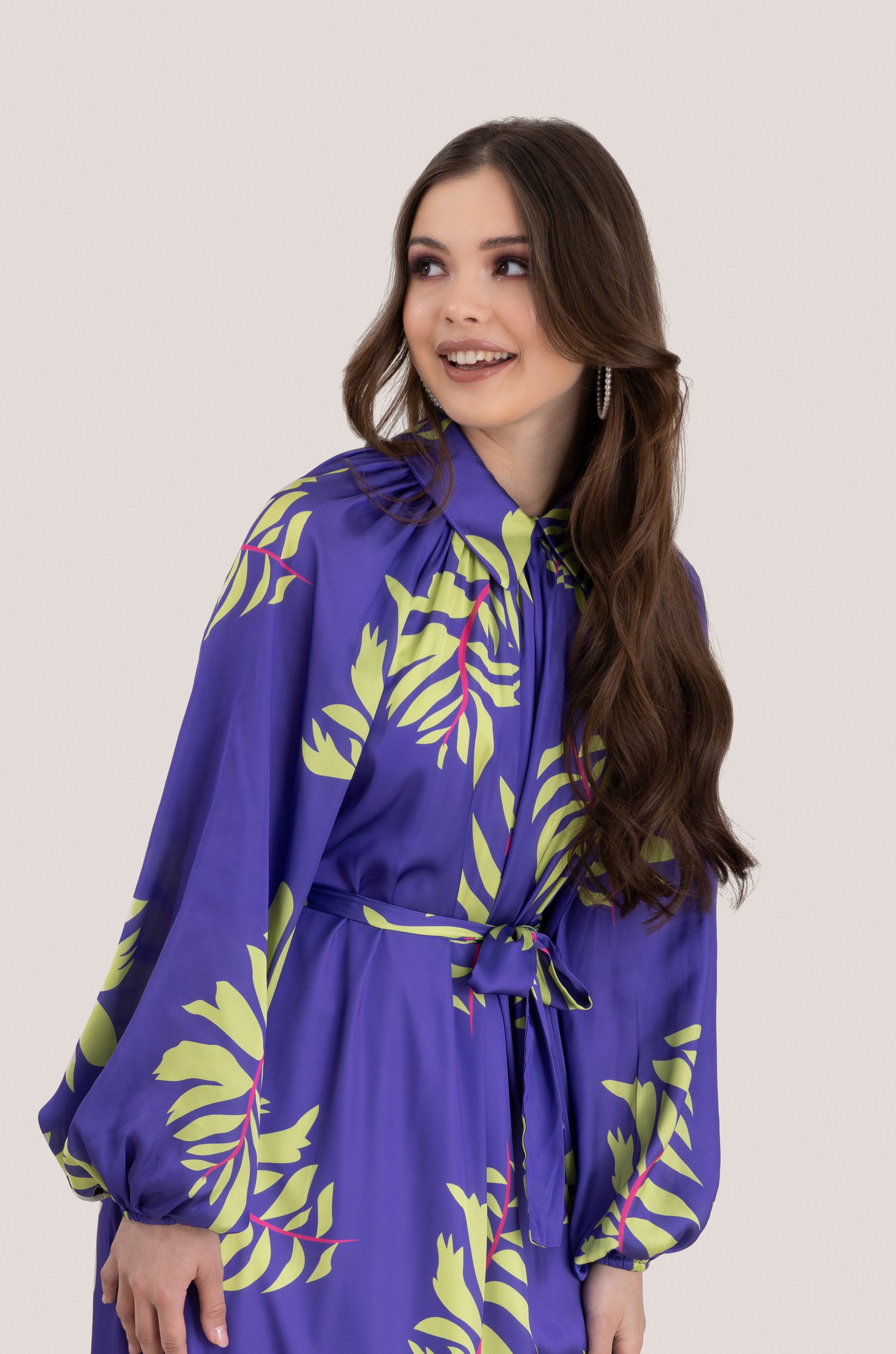Forest Satin Maxi Dress - Purple
