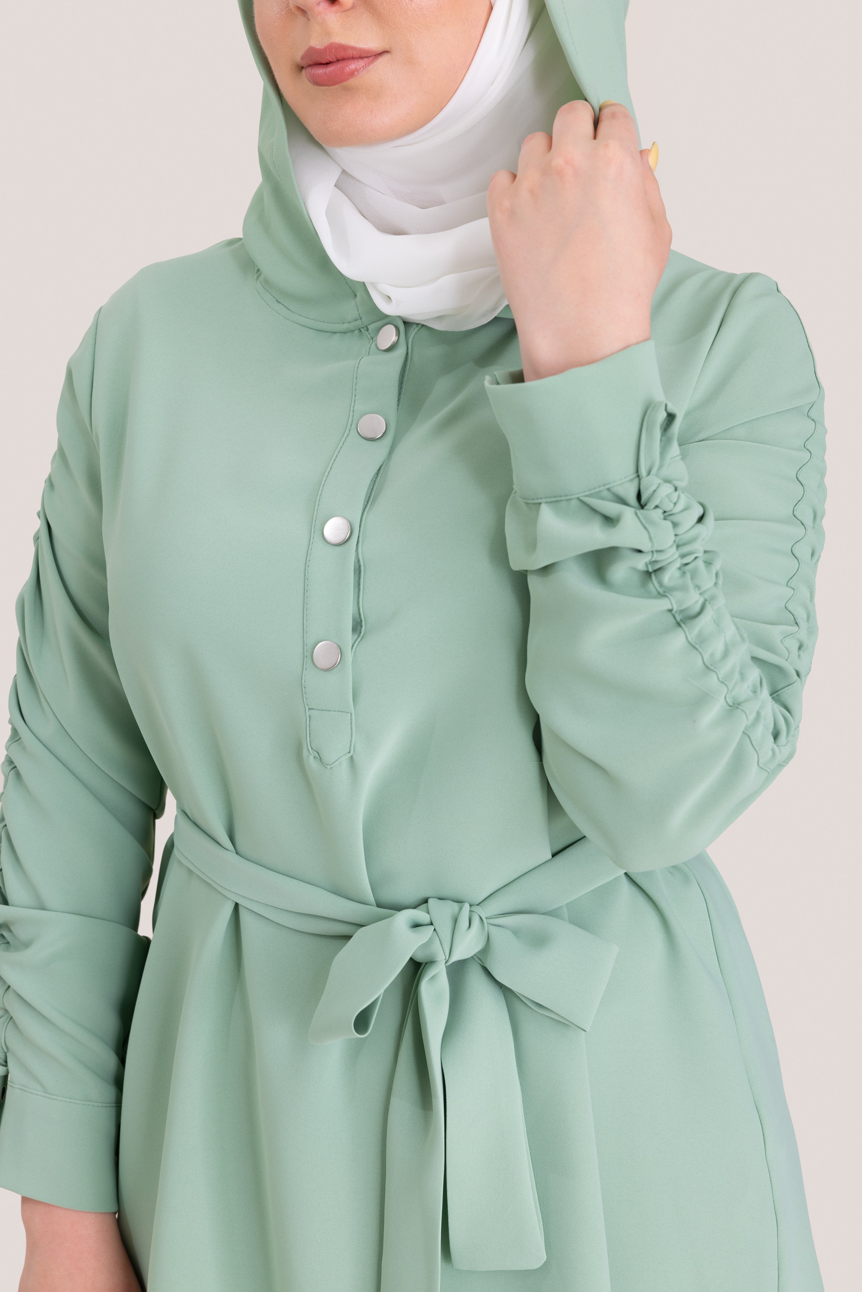 Pull-up Sleeve Matching Set - Mint Green