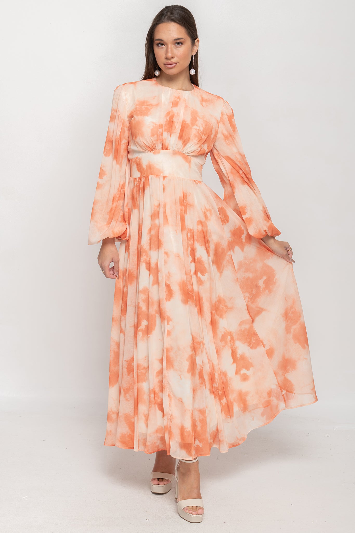 Cloud Chiffon Dress- Orange